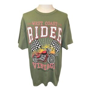 Goodie Two Sleeves Graphic Tee West Coast‎ Rider Vintage Club Motorcycle Large